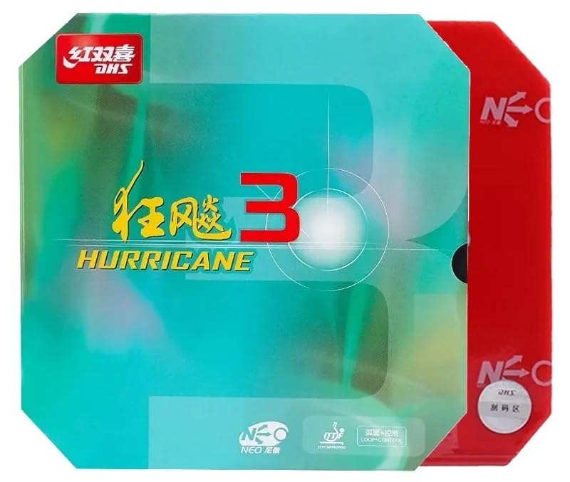GAREGEAR DHS Hurricane 3 Neo Table Tennis Rubber (Black H38 T2.1)