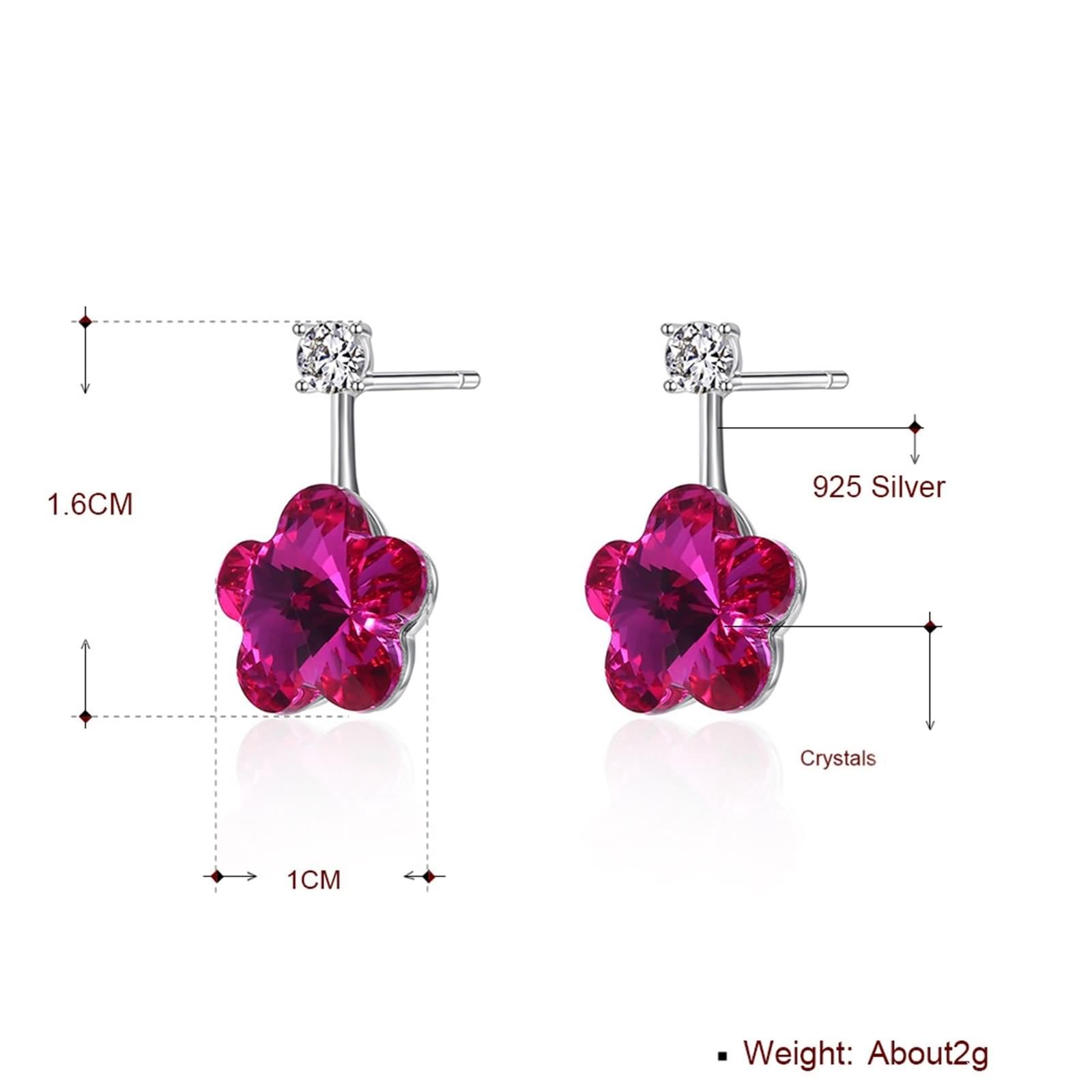 Orecchini a perno in argento Sterling 925, motivo floreale, con zirconia cubica