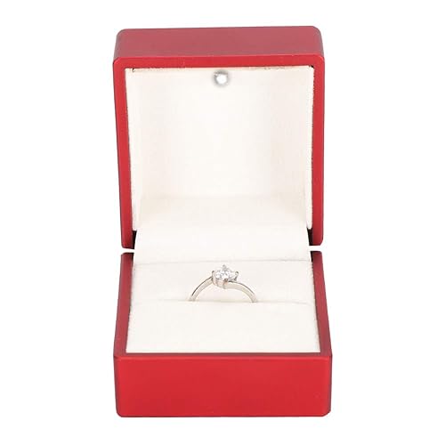 Miniatura 5 de Betued LED light ring box, ring box with LED light, fine workmanship in mini size jewelry display gift box for marriage proposal engagement(Red on