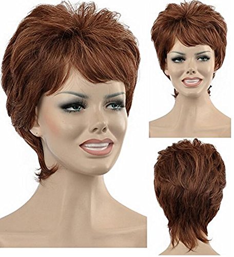 Diy-Wig Beautiful Fluffy Full Hair Synthetic Wigs for Elegant Women Over 40 Daily Wear (Medium Auburn)