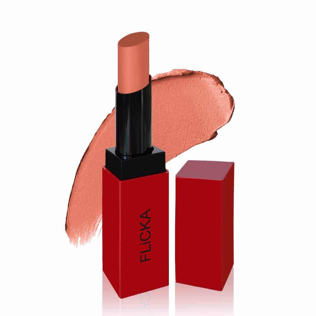FLiCKA Lip Alert Matte Lipstick 07 Thunder - Nude - 3.8gm | Enriched With Vitamin E, Sulphate Free, Moisturizing, Long Lasting Upto 6Hrs-image-6