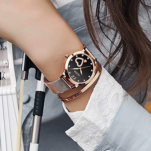 Elegant Rose Gold Women's Watch with Mesh Strap - Fashionable Japanese Quartz, Waterproof & Luminous Design - Image 4