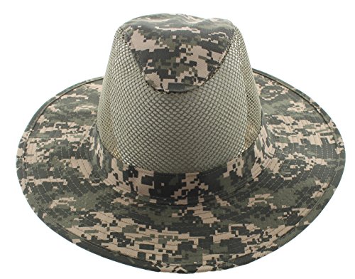 JFH GROUP Wide Brim Men Safari/Outback Summer Hat with Neck Flap (Large, Digital Camo)