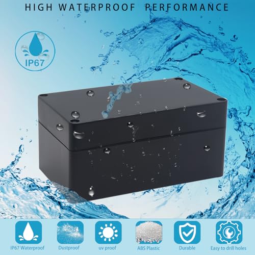 Image of Watertight Junction Box, IP67 Waterproof Project Box Durable ABS Plastic Electronic Enclosure Case for DIY Electrical Project Black 6.22 inch x 3.54 inch x 2.36 inch(158 x 90 x 60 mm)