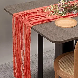Cheesecloth Table Runner, Orange Coral 35