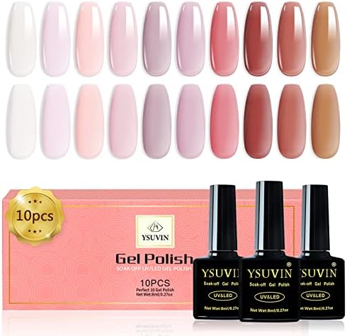 Yueshop 10PCS Gel Nail Polish Set Green Red White Blue Glitter Colors 8ml Soak Off LED/UV Nail Lamp Christmas Varnish Gel Manicure Nails Art Kit - Xmas Nail Art Beauty Gifts