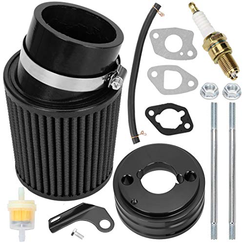 FVRITO Performance Upgraded Air Filter adapter Intake Spark Plug Kit for Predator 212cc 6.5Hp Baja MB165 & MB200 (Heat Mini Baja Warrior) doodle bug BK200 BT200X RT200 Mini Bike Go Kart Black