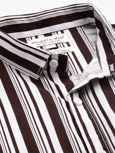 Image of Majestic Man Men's Standard Slim Fit Striped Pure Cotton Casual Shirt