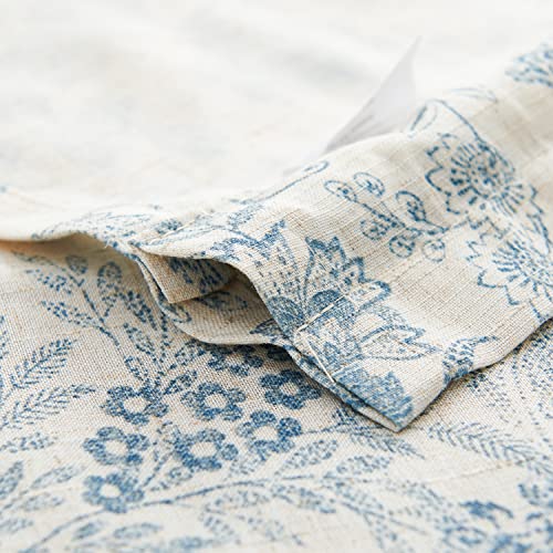 Lazzzy Kitchen Tie Up Valance Curtain Linen Floral Farmhouse Valance For Living Room Bathroom Bedroom Country Valance Window Treatments Small Cafe Curtian 18 Inch Rod Pocket 1 Panel Blue On Beige #TOP6