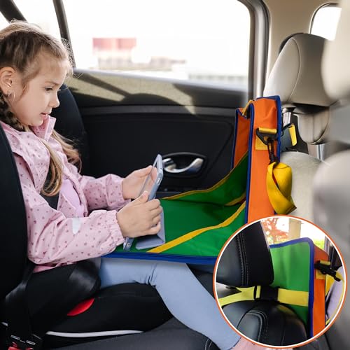 Image of ArtCreativity Kids Travel Tray - Car Seat Table Tray with 16 Crayons, 20 Paper Sheets, 5 Clear Pockets