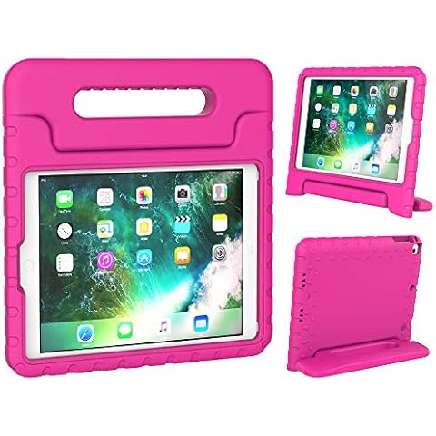 Surom Case for New iPad 9.7 Inch 2018/2017 - ShockProof Case Light Weight Kids Case Cover with Handle Stand Case for iPad 9.7 Inch 2018 & 2017 Release/iPad Air/iPad Air 2 Tablet, Rose Pink Cover