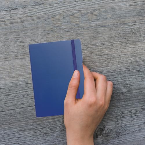 Image of Anupam Fluct A7 Hard Bound Journal | 128 Pages 80gsm | Matte Finish PVC Cover Aesthetic Diary | pH Neutral & Acid Free Ruled Paper | Matching Elastic Lock | For Journaling (Pack of 2, Blue)