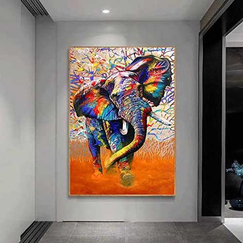 Art mural éléphant sauvage peinture salon toile 50x80 cm