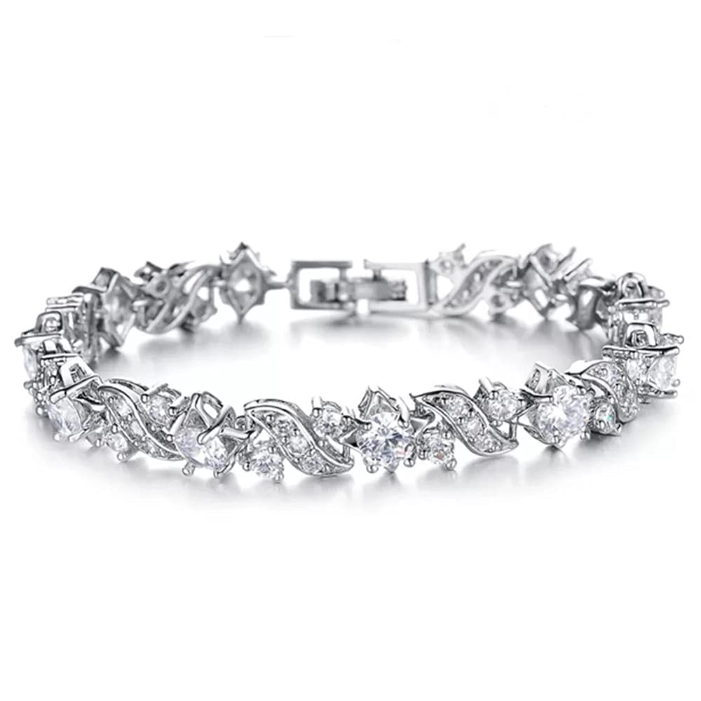 Shining Diva Fashion Latest Stylish Platinum Plated Austrian Crystal Bracelet for Women and Girls (11961b), silver, free (B091MNRFX2) Amazon Price History, Amazon Price Tracker