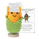 Grevosea Mini Funny Positive Corn, 3 Inch Crochet With Wood Base - Cute Wool Knitted Doll for Cheer up Gifts, New Year Birthday, Friends Party Decoration, Encouragement