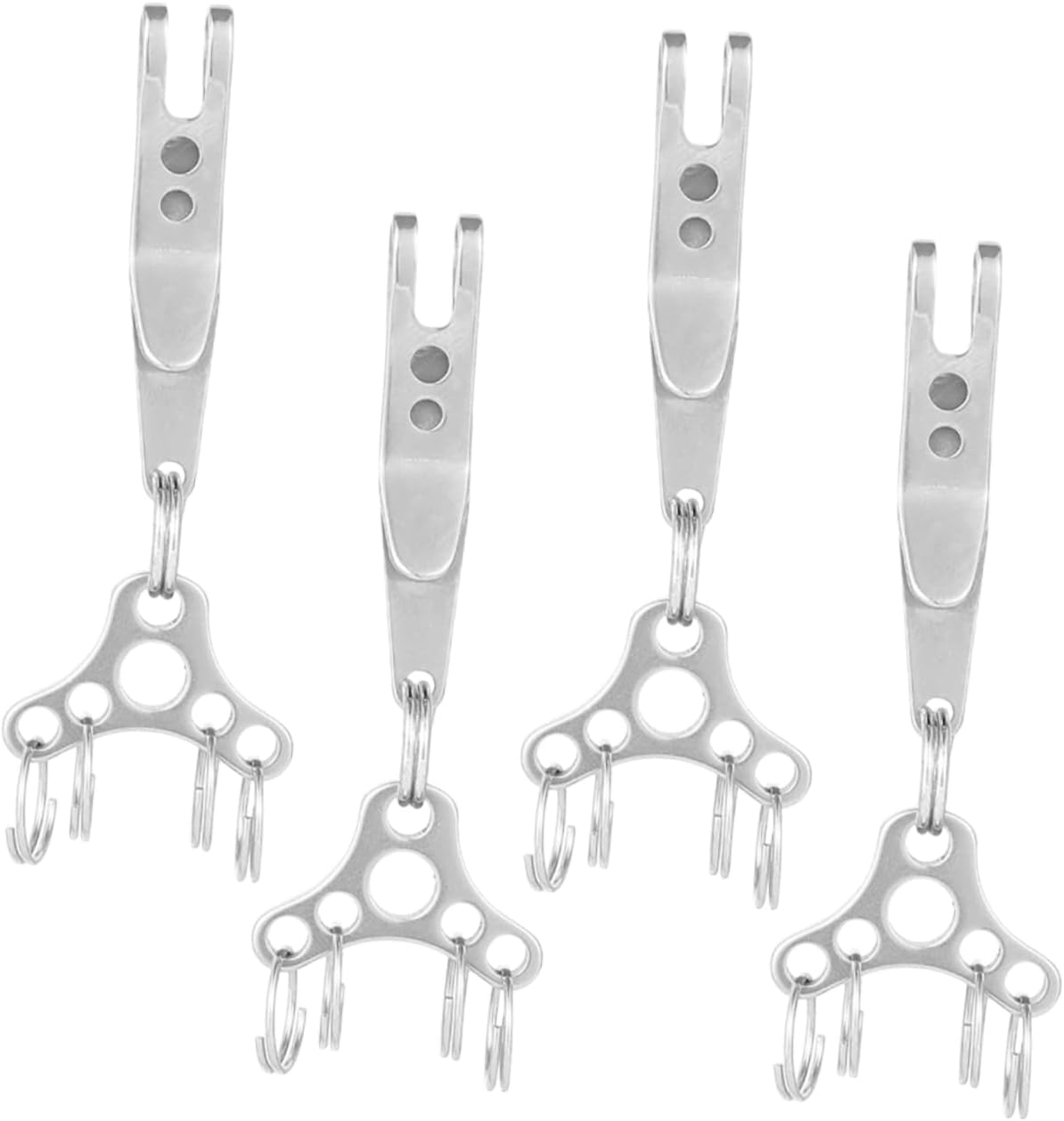 4pcs Stainless Steel Clip with Key Ring for Camping Outdoors