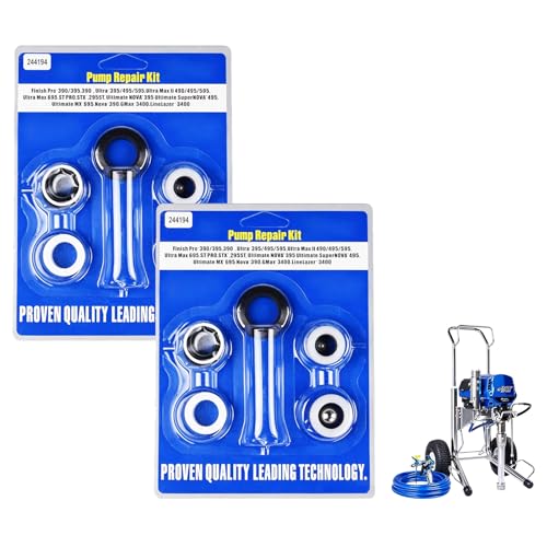 2 Pack 244194 Pump Repair Packing Kit, Aftermarket Replacement Parts Compatible with Graco 210 230 295 390 395 490 495 595 3400 Airless Paint Sprayer