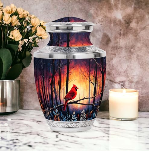 Image of Cardinal Bird Urn Mini Burial Urn for Ashes Adult Male 1 Large & 2 Small | Large Funeral Urns, Decorative Urns