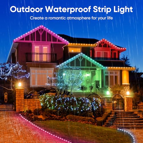 Image of Outdoor LED Strip Lights Waterproof, 100FT (2 Rolls of 50ft) RGB IP67 Led Lights with App and Remote Control, Color Changing Led Rope Lights for Garden, Pool, Patio, Balcony Decor