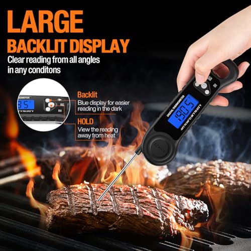 Image of AMMZO Meat Thermometer Digital, Instant Read Food Thermometer for Cooking, Grilling, Baking, Frying & Candy Making, Essentials Kitchen Gadgets Accessory, Gifts for Men Women Dad Mom Birthday