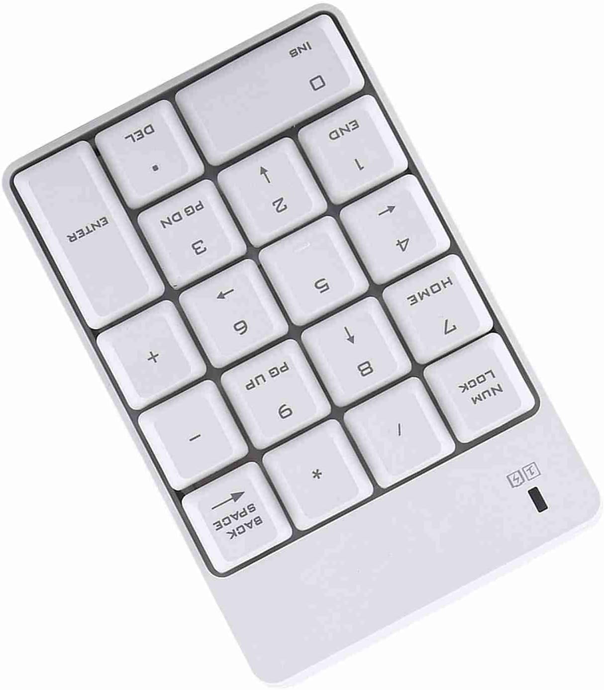 USB Numeric Keypad Keyboard for Laptop Notebook Desktop PC, 18 Keys Numpad 2.4GHz USB Number Pad with Receiver(White)