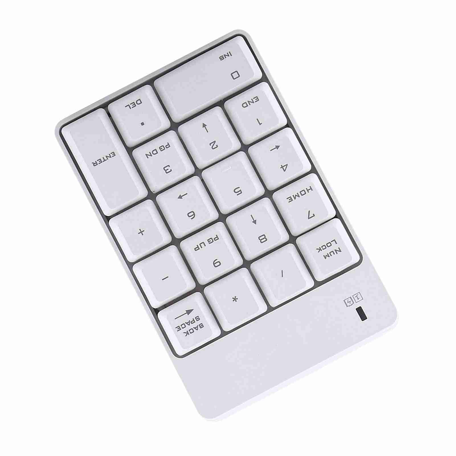 Teclado Numérico USB Inalámbrico de 2,4 GHz Teclado Numérico Número 18 Teclas Mini Teclado Portátil con Receptor USB para Computadora Portátil PC de Escritorio Batería No (Blanco)