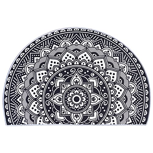 Home Half Round Door Mat Black And White Mandala Lotus Indoor Welcome Doormat Outdoor Carpet Entrance Rug Living Room Bedroom Entrance Mat Bohemian Morocco Mystic Mandala Style Rugs #TOP5