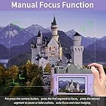 Digital Cameras for Photography, 4K 56MP Vlogging Camera 16X Digital Zoom Manual Focus Rechargeable Students Compact Camera with 52mm Wide-Angle & Macro Lens, 32G TF Card and 2 Batteries(Purple) - Image 5