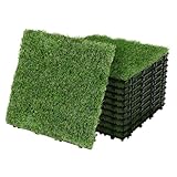 ML-Design Kunstrasen Fliesen 30x30 cm/11 Stücke=1m², Bodenbelag mit Klicksystem und Drainage, UV-Beständig, Kunststoffrasen Künstlicher Rasen Klickfliesen Rasenfliesen Rasenteppich Grasmatte Outdoor