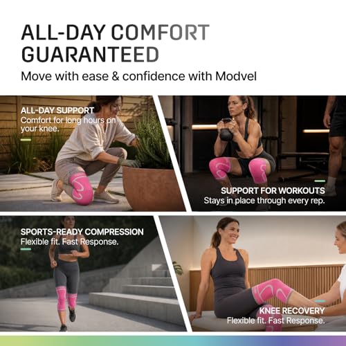 Image of Modvel 2 Pack Knee Brace for Women - Knee Support for Walking, Knee Compression Sleeves for Pain Relief, Knee Sleeves for Women, Knee Brace for Sports, Workouts & Arthritis
