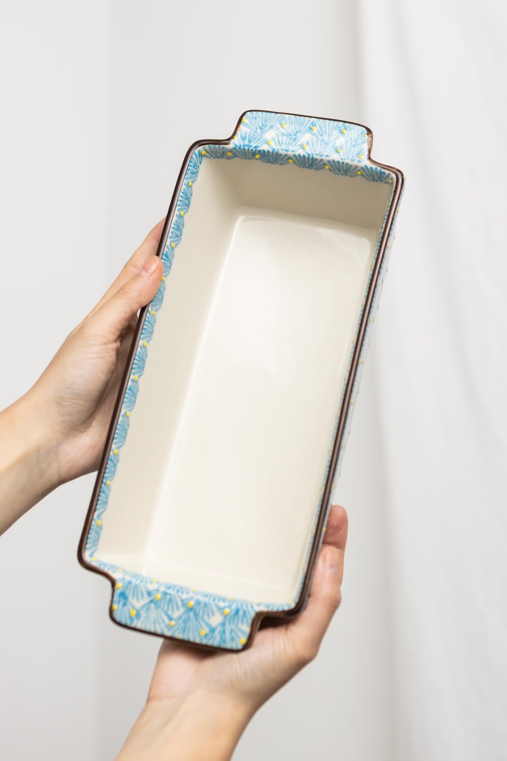Moule à gâteau Art Deco bleu en grès 31 x 13 x 7 cm