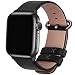Fullmosa kompatibel mit Apple Watch 7 Armband 45mm Series 6/5/SE 44mm, Leder Ersatzarmband für iwatch original Band,Schwarz+graue Schnalle 42mm/44mm/45mm