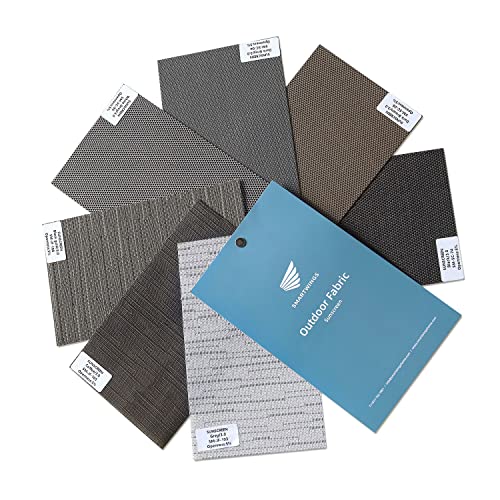 SmartWings Motorized Outdoor Patio Shades Fabric Sample, Smart Outdoor Roller Shades Porch Waterproof Work with Matter HomeKit ZigBee Alexa Zwave, 1% Openness, 5% Openness Fabric Samples (7 Colors)