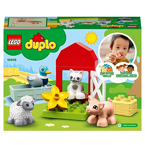 LEGO 10949 Duplo Granja y Animales, Juguete de Construcción para Niños a Partir de 2 Años, Set con Animales de Juguete: Pato, Cerdito, Oveja y Gato
