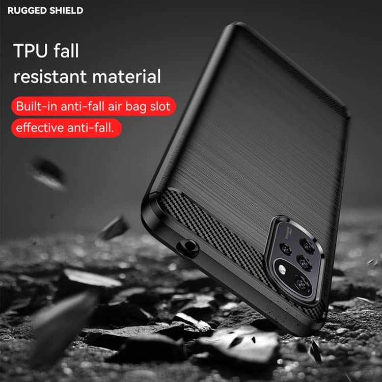 Image of NPRC Hybrid Ultra Slim Protective Case TPU Non-Slip Carbon Fiber Texture Shockproof Case Cover for Moto E32 - Black