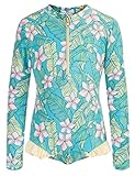 Danna Belle Long Sleeve Swimsuits for Girls 8-10 Rash Guard Swimwear Bathing Suits Size 10 Green Flo