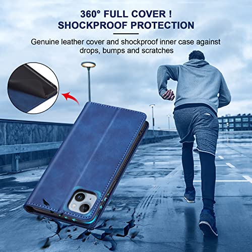 Image of Jasonyu Flip Wallet Case for iPhone 14 5G,Blue