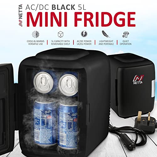 NETTA-5L-Mini-Fridge-Portable-Small-Fridge-for-Drinks-Snacks-Skincare-For-Bedroom-Student-Dormitory-Office-With-Cooling-And-Warming-Function-ACDC-Portable--Black
