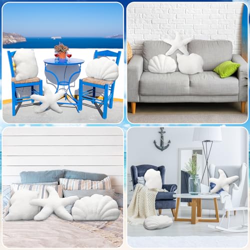 Soaoo XLA-SOAOO-3177 3 Pcs White Starfish Shell Sea Snail Pillows 11.8 Inch Ocean Themed Decorative Throw Pillows thumb #3