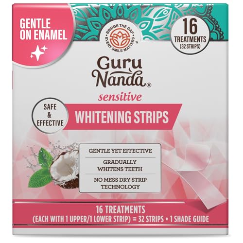 Image of GuruNanda Sensitive Teeth Whitening Strips, Gentle & Safe, 16 Day Treatment