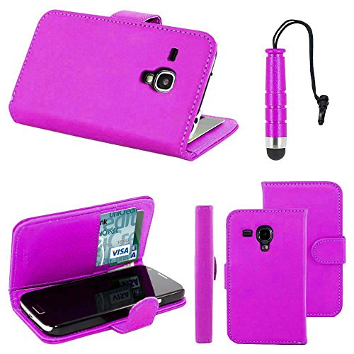 ebestStar   Funda Compatible con Samsung S3 Mini Galaxy GT i8190, i8190N Carcasa Cartera Cuero PU, Billetera Ranuras Tarjeta, Función Soporte + Mini Lápiz, Violeta