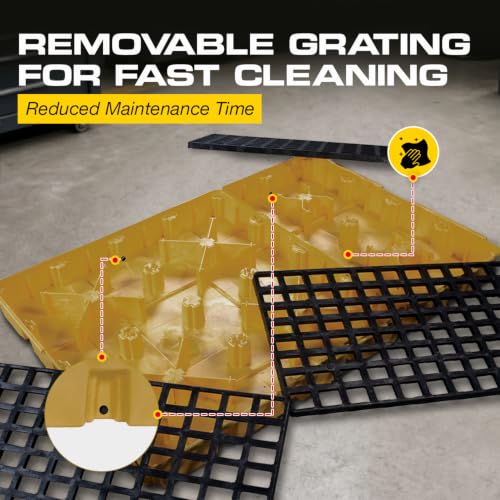 Image of Eagle 6 Drum Spill Containment Pallet with Drain, Yellow