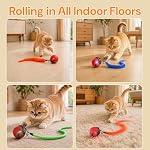 Geamen Interactive Cat Toys with Bird Sounds & 3 Speed Modes, Rechargeable Automatic Moving Cat Toy with 3 Tails, Fast Charging Smart Rolling Ball for Indoor Cats to Chase Play on Hard Floor Carpet - Image 5