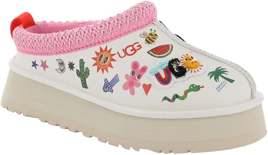 Amazon | UGG レディース Tazz Pop Sketch スリッパ, ホワイト, 7  