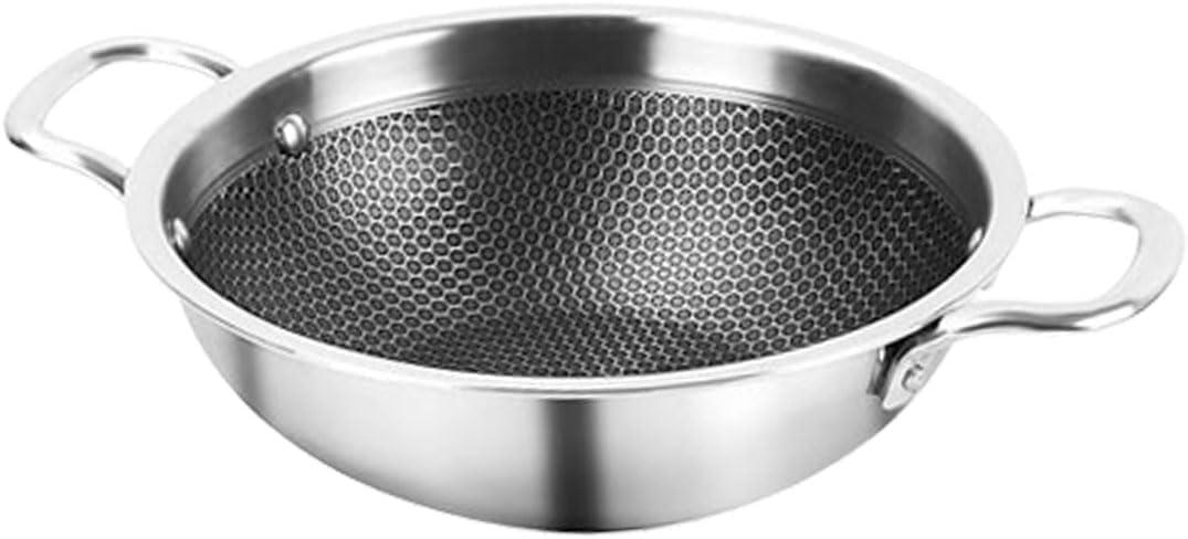 Sahishnu Online & Marketing Stainless Steel Triply HoneyComb Kadai with Steel Lid, 2 Litre, Silver, 10.2 Inch, 3.51 Pounds, Gas & Induction Compatible, Dishwasher Safe