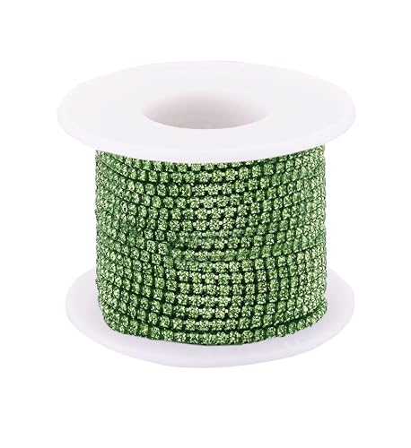 3mm Rhinestone Chain Claw by Yard with Glass Clear Crystal Choose Colors DIY Sparkling Accessories (Peridot, 1 Foot)