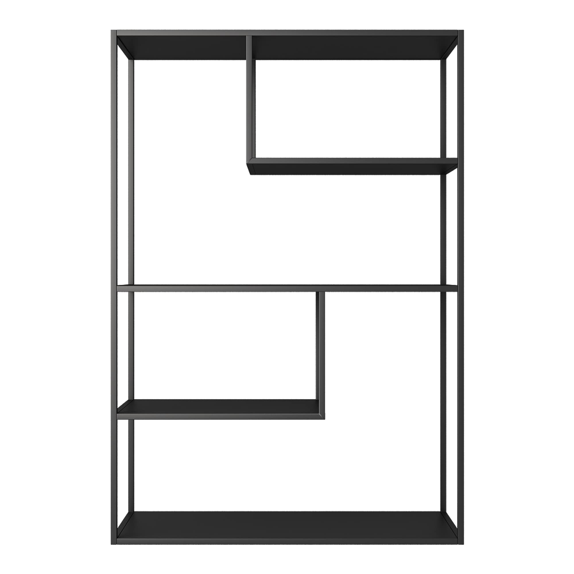 [en.casa] Scaffale da Terra Libreria in Acciaio a 5 Ripiani Mobile Espositore Moderno in Stile Industriale 126 x 85 x 35 cm Nero Opaco
