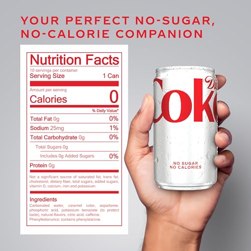Image of Diet Coke Soda Soft Drink Fridge Pack Mini Cans, 7.5 fl oz, 10 Pack