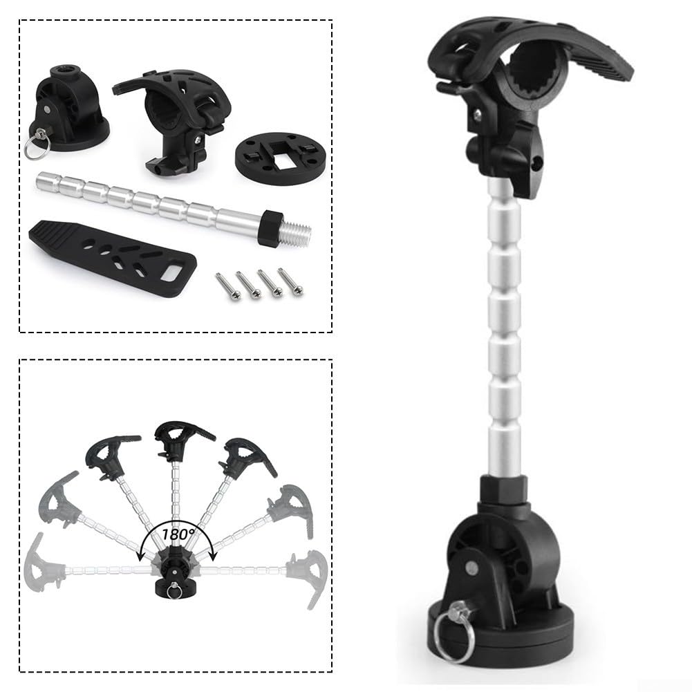 Marine Grade Trolling Motor Stabilisator Halterung, mit verstellbarer Halterung, für Minn Kota Motors 180 Grad Schwenk-Design, Edelstahlkonstruktion, Vibration