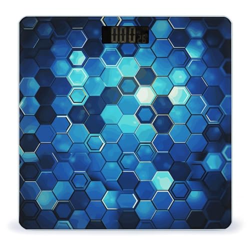 Báscula Digital Azul Hexágono para Baño 10.2" miniatura 1